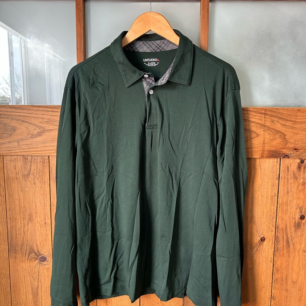 UNTUCKit Men's Long-Sleeve Polo Shirt - Dark Green